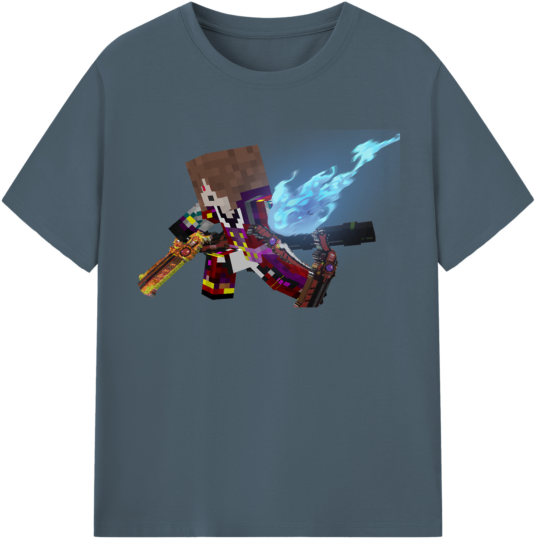 （画像用） マインクラフト ブロックの世界 Minecraft MC Block world 綿100％半袖Tシャツ（フロントプリント）